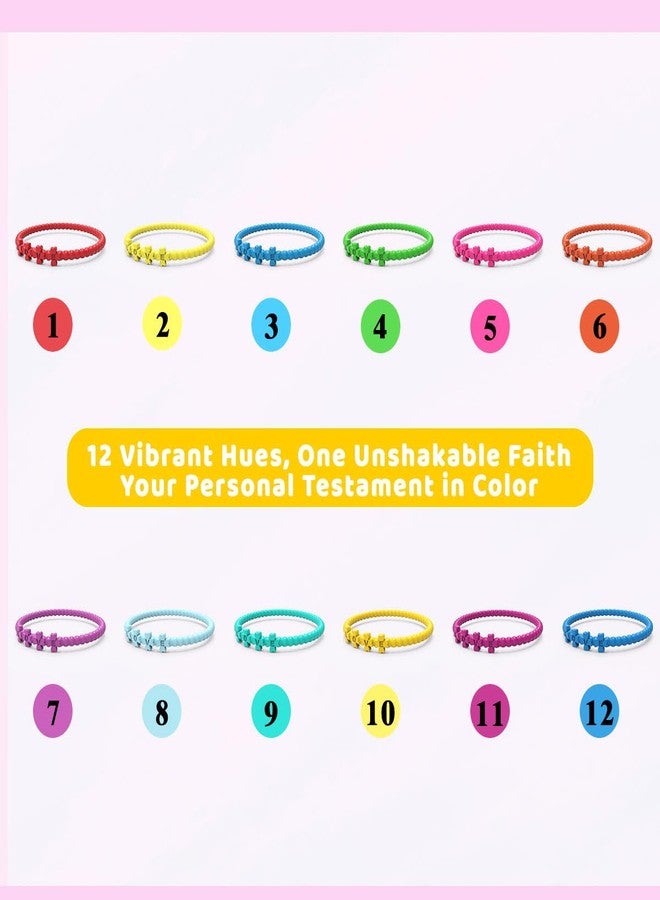 YalsFTY 12 Pack “Love” Clover Silicone Bracelets for Kids & Teens - Colorful Elastic Bead Wristbands, Waterproof, 2.13″ Fit - Image 2